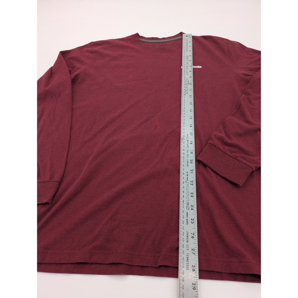 Patagonia Shirt Mens Large Red Long Sleeve Responsibili Tee Logo P-6 Hiking FLAW - Picture 7 of 11